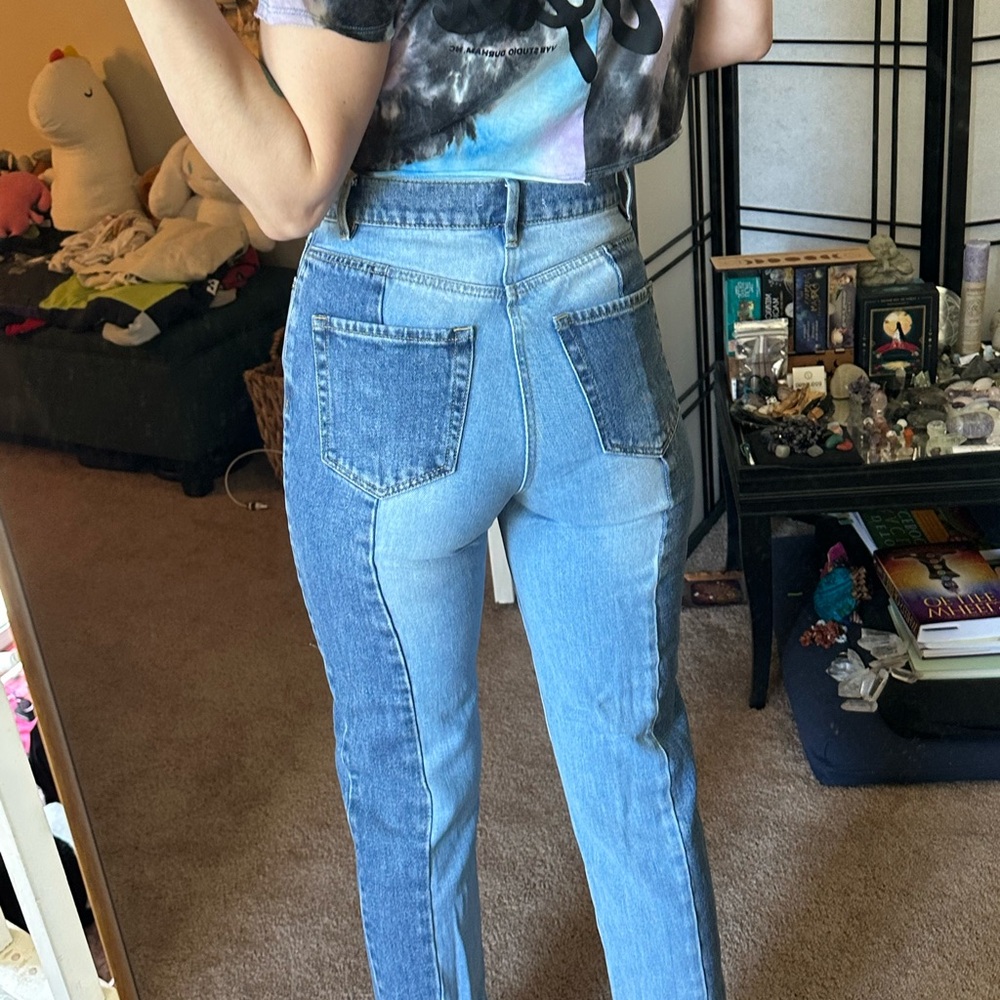 PacSun High Rise Blue Jeans with Color-Block Design - Picture 5 of 5